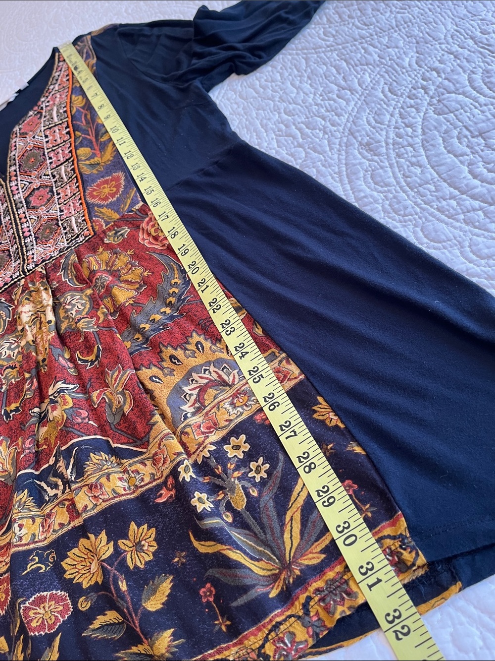 Soft Surroundings Tunic Top Embroidered Yoke Floral Women's XL Blue Multi Boho - Picture 15 of 16